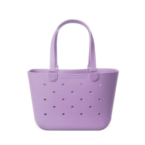 Simple Modern Large Beach Bag | Waterproof Getaway Rubber Tote with Zipper Pocket for Travel, Pool, Boat, Groceries, Sports | Purple Breeze | Amazon (US)