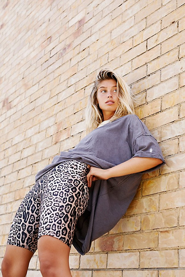 High-Rise Bike Short by Onzie at Free People, Leopard Print, M/L | Free People (Global - UK&FR Excluded)