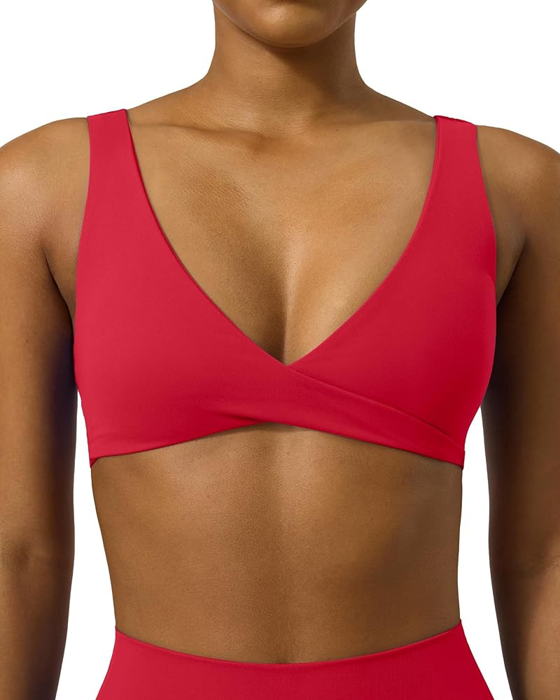 PAVOI ACTIVE Twist Front Sports Bra for Women - Two Ways Customizable Coverage Workout V Plunge F... | Amazon (US)