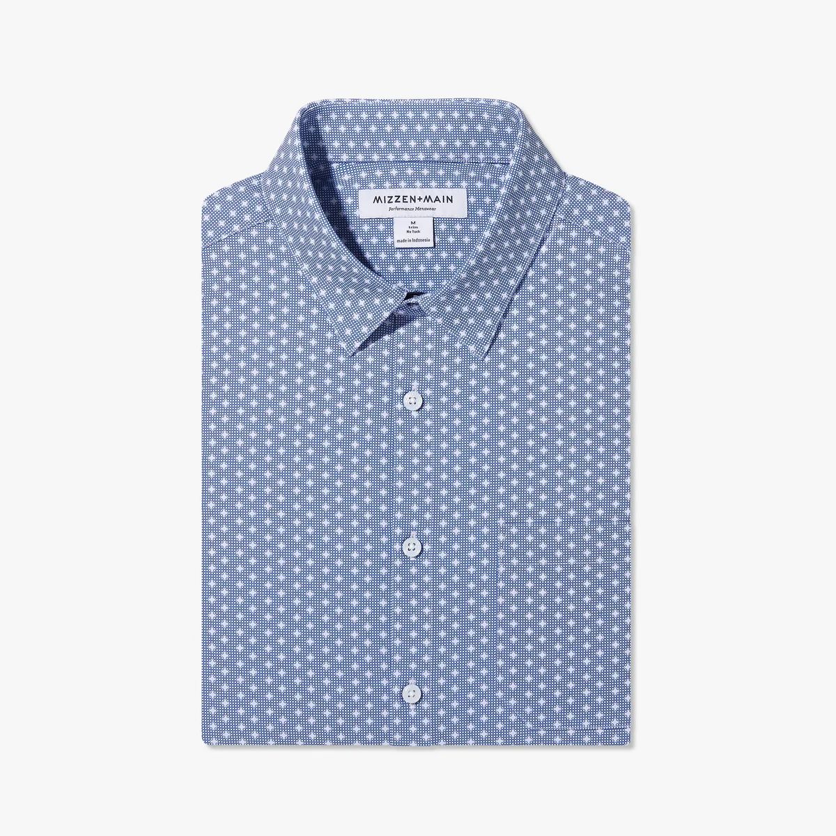 Leeward No Tuck Dress Shirt - Navy Geo Dot Print - Mizzen+Main | Mizzen + Main
