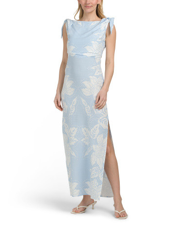 Linen Blend Off The Shoulder Floral Print Maxi Dress | TJ Maxx