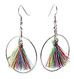 Multi-colored Tassel earrings/Rainbow Tassel earrings/Pastel Tassel hoops | Amazon (US)