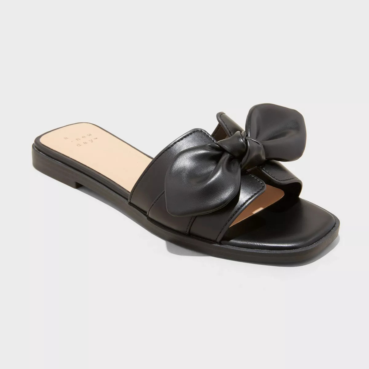 Women's Maple Knotted Bow Slide Sandals - A New Day™ Black 5 | Target