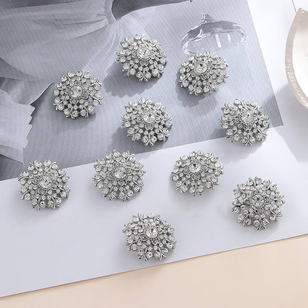 10 Pcs Rhinestone Buttons, Crystal Applique Embellishments for Clothes DIY Jewelry Decoration Cra... | Amazon (US)