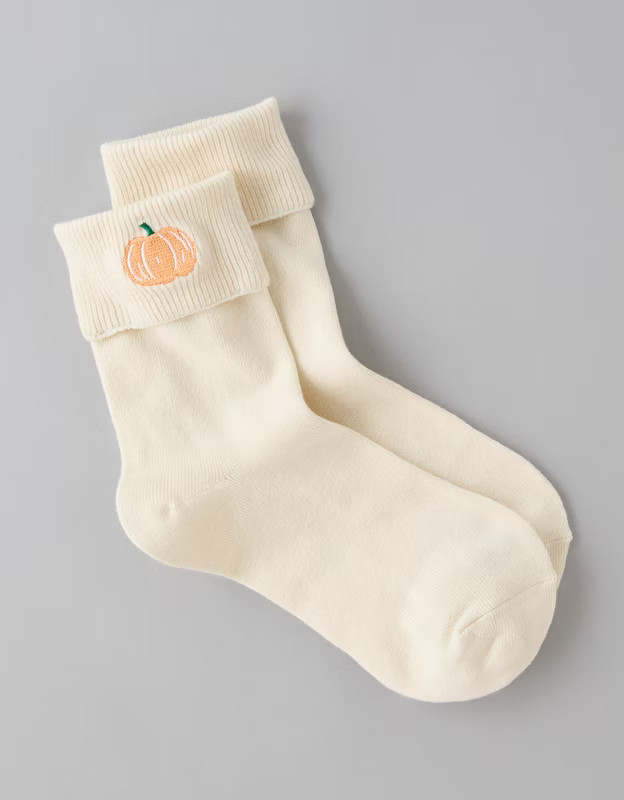 AE Foldover-Cuff Cropped Crew Socks | American Eagle Outfitters (US & CA)