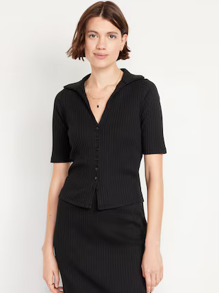 Ribbed Button-Down Polo | Old Navy (US)