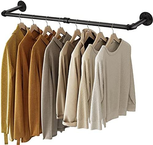 GREENSTELL Clothes Rack,36.2 Inch Industrial Pipe Wall Mounted Garment Rack,Space-Saving Hanging ... | Amazon (US)