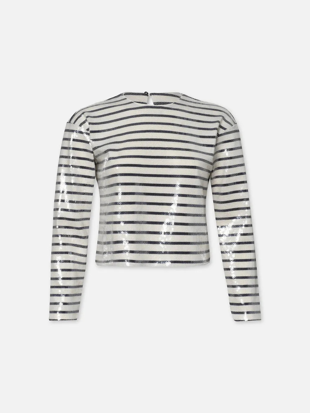 Striped Sequin Top  in  Navy Multi | Frame Denim