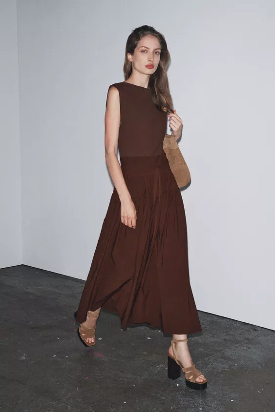 COMBINATION RUCHED DRESS | Zara US