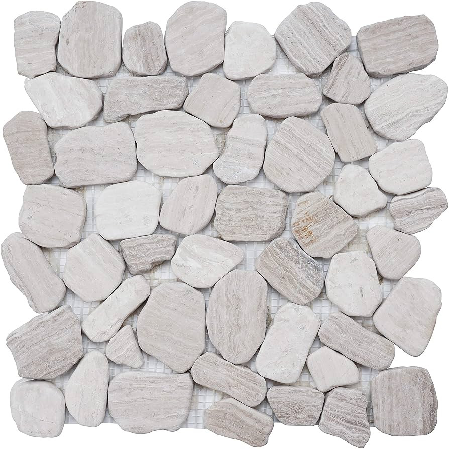 Marble Mosaic Tile for Kitchen Backsplash, Bath Bathroom Floor, Etc, River Rock Collection", Mixe... | Amazon (US)