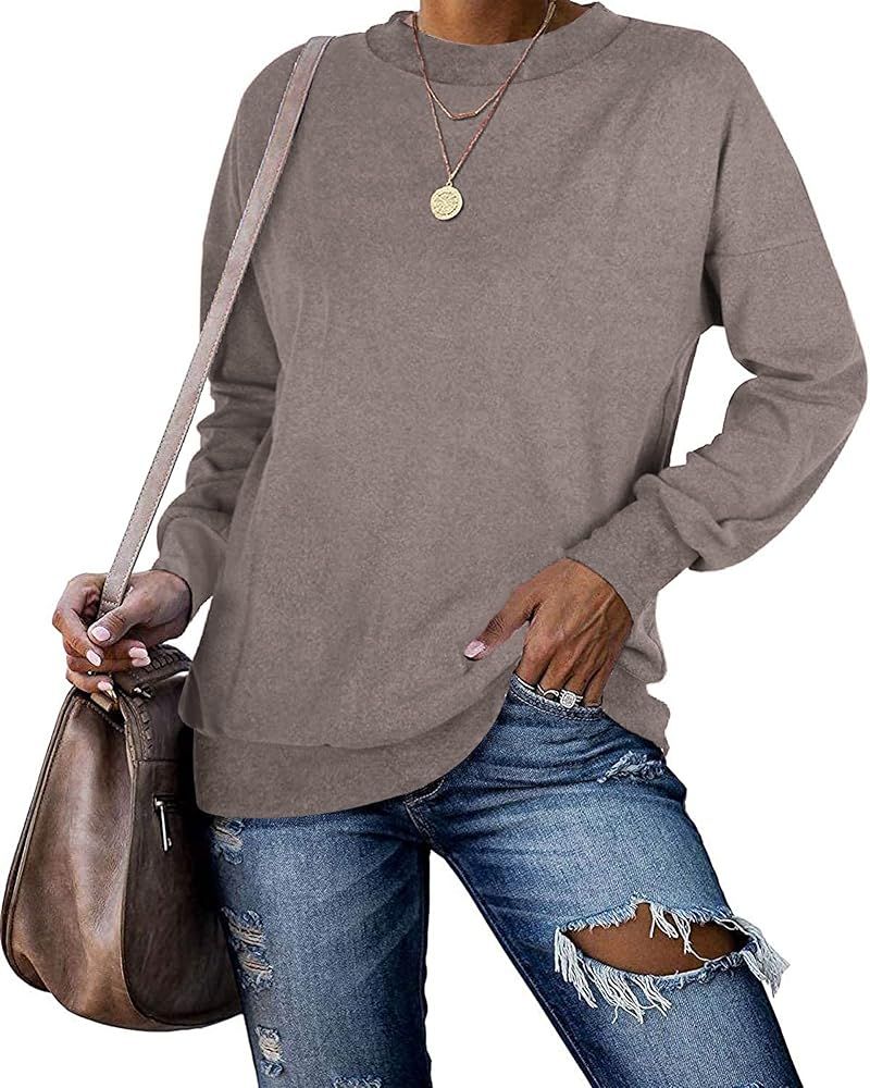 PLMOKEN Plus Size Sweatshirts for Women Casual Long Sleeve Round Neck Shirts tunic tops for Leggings | Amazon (US)
