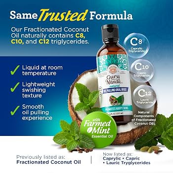 GuruNanda Oil Pulling Alcohol Free Mouthwash with Vitamins, CocoMint, 8oz | Amazon (US)