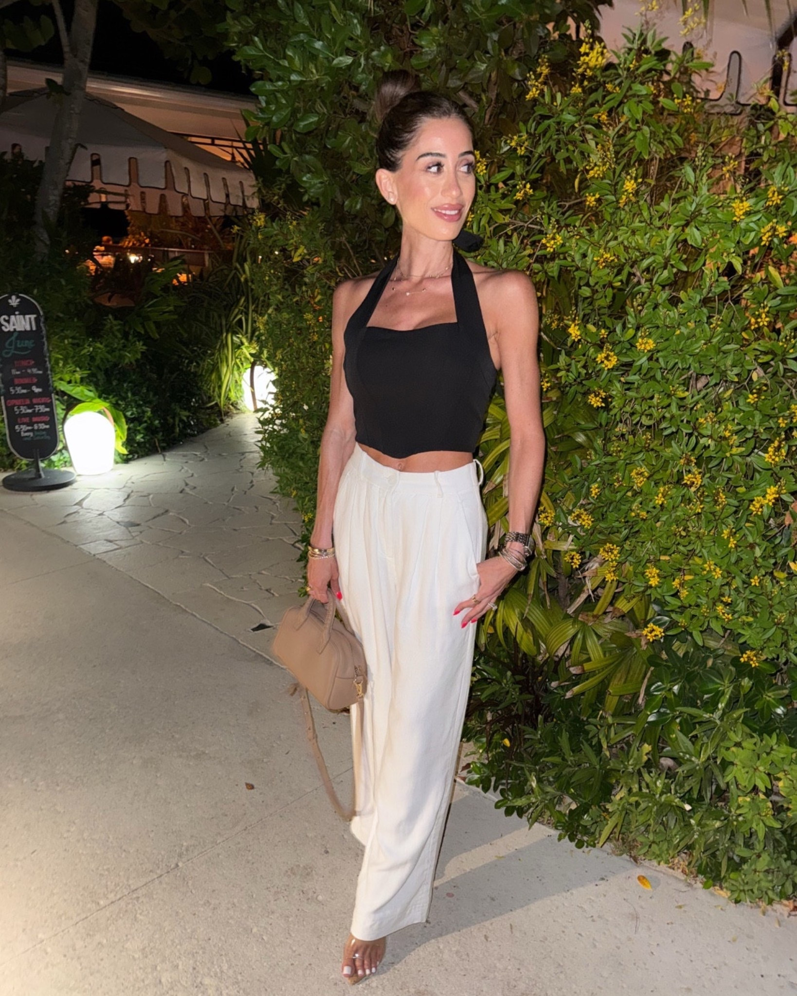 Spring outfit white linen pants on sale size 23s halter top vacation outfit 

#LTKPetite #LTKSaleAlert