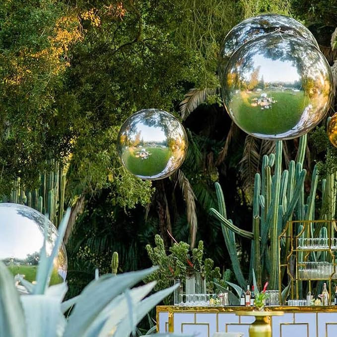 Silver Inflatable Mirror Ball Reusable Large Event Decoration Balloon PVC Bubble Balloon for Part... | Amazon (US)