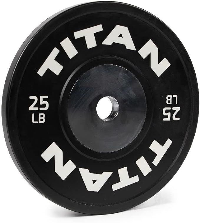 Titan Fitness 25 LB Black Elite Olympic Bumper Plates, Competition Weight Plates, Rubber with Ste... | Amazon (US)