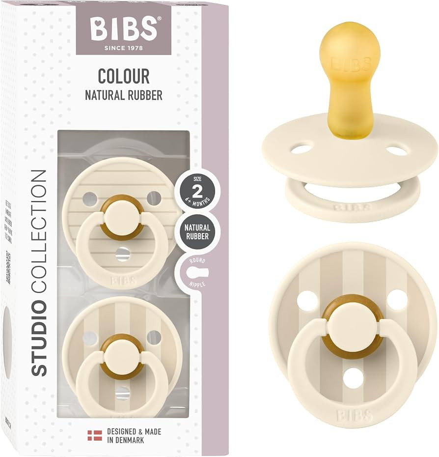 BIBS Pacifiers - Studio 2 Pack | Round Nipple Baby Pacifier | BPA Free Natural Rubber Latex Sooth... | Amazon (US)