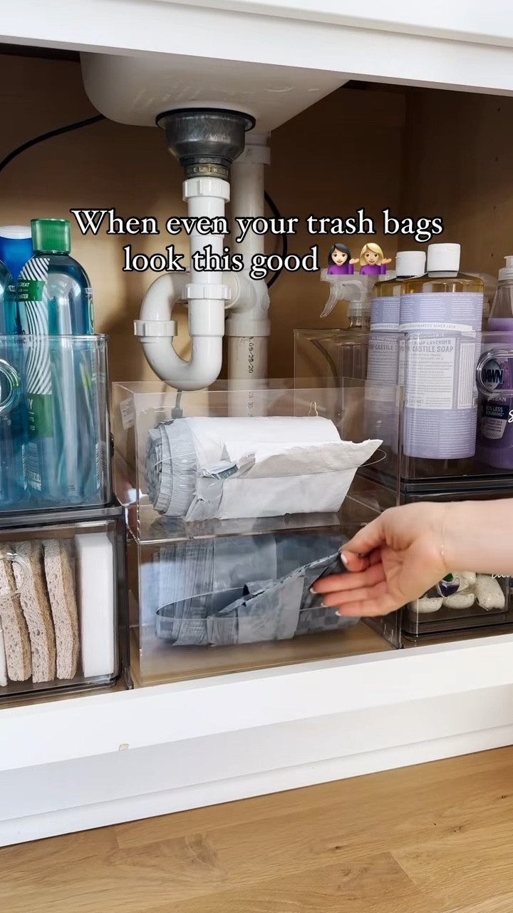 Trash bags made easy 🗑️ Under the kitchen sink organization hacks!

#LTKfindsunder100 #LTKSeasonal #LTKhome
