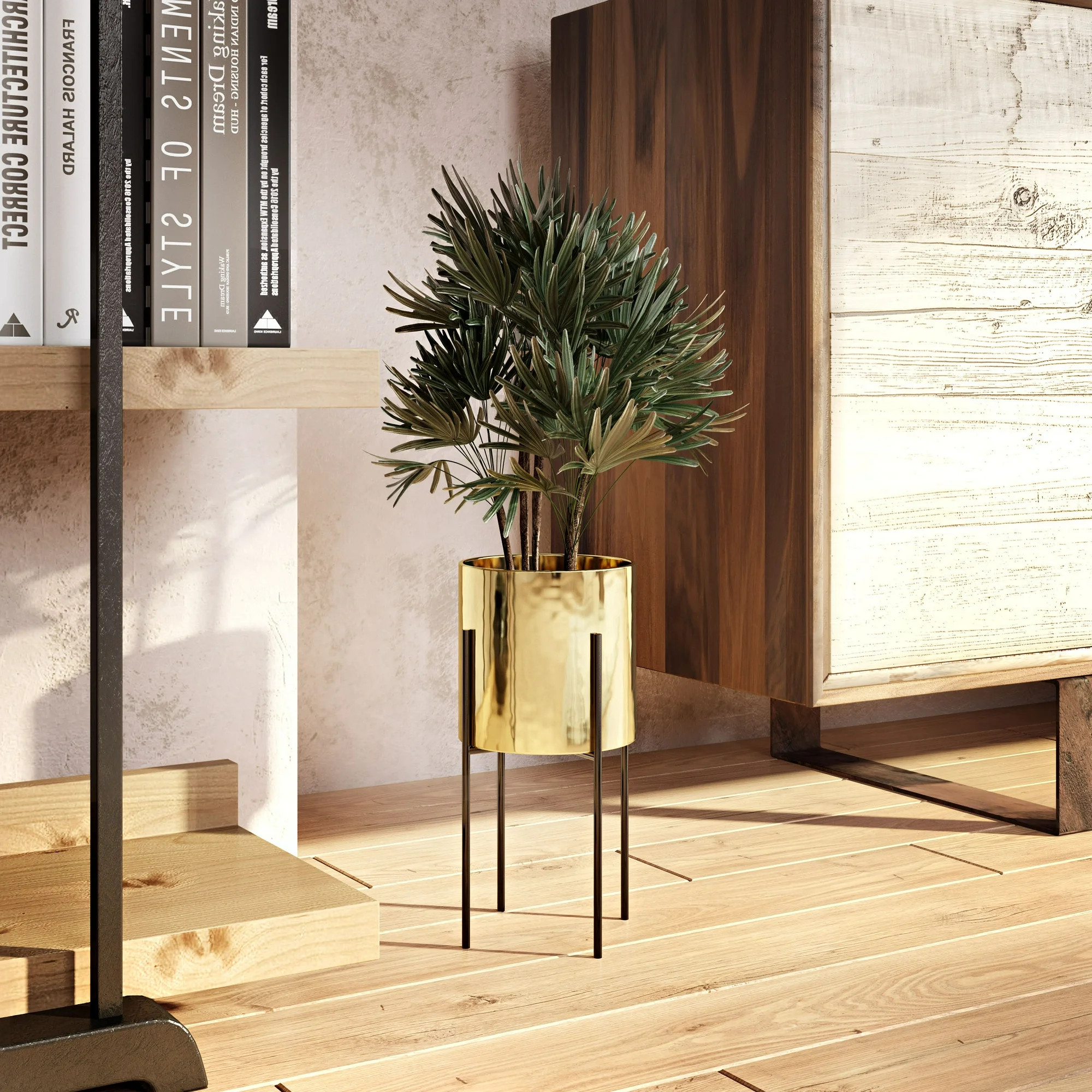 Lonnie Mid Century Ceramic Planter - Gold 13"H | Walmart (US)