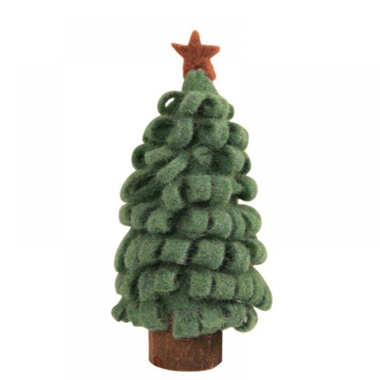 Wool Felt Mini Christmas Tree with Wood Base - Office Ornaments Home Decoration Accessories | Walmart (US)
