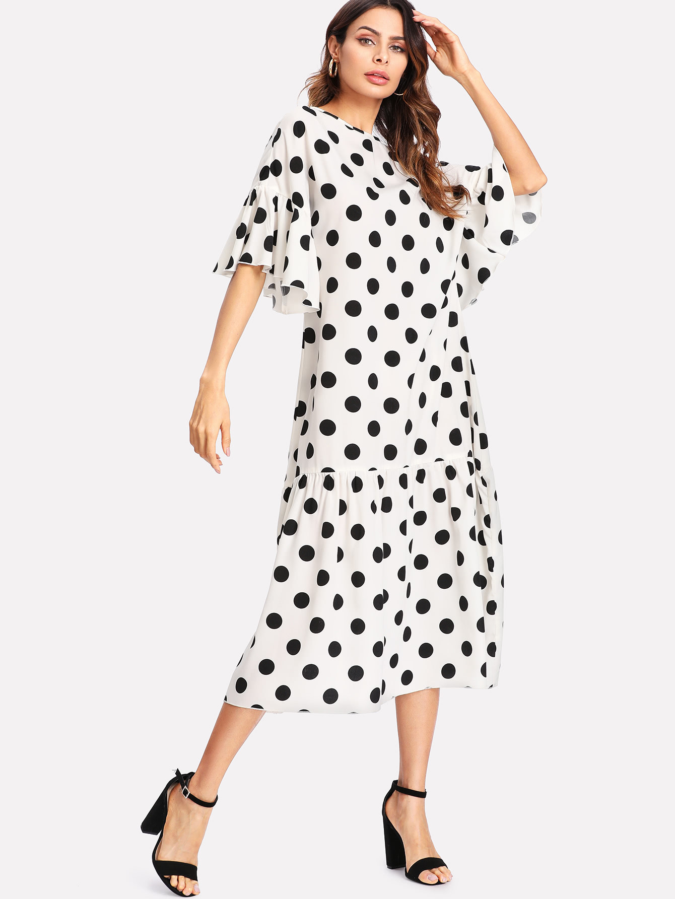 Robe bord et manche ruchée | SHEIN