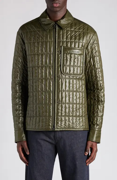 Moncler Madiere Vertical Quilted Shirt Jacket in Deep Depths at Nordstrom, Size 5 | Nordstrom