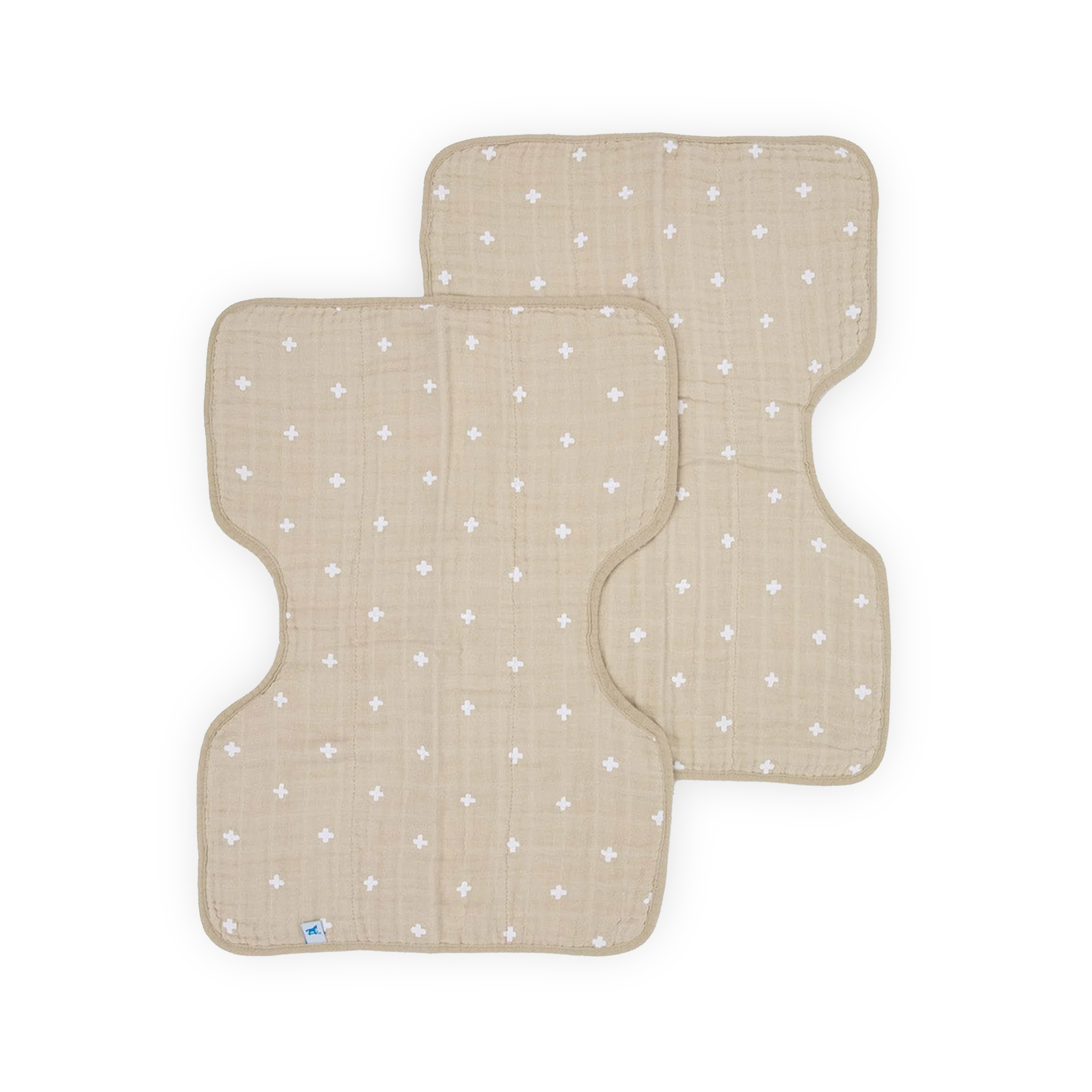 Cotton Muslin Burp Cloth 2 Pack - Taupe Cross | Little Unicorn