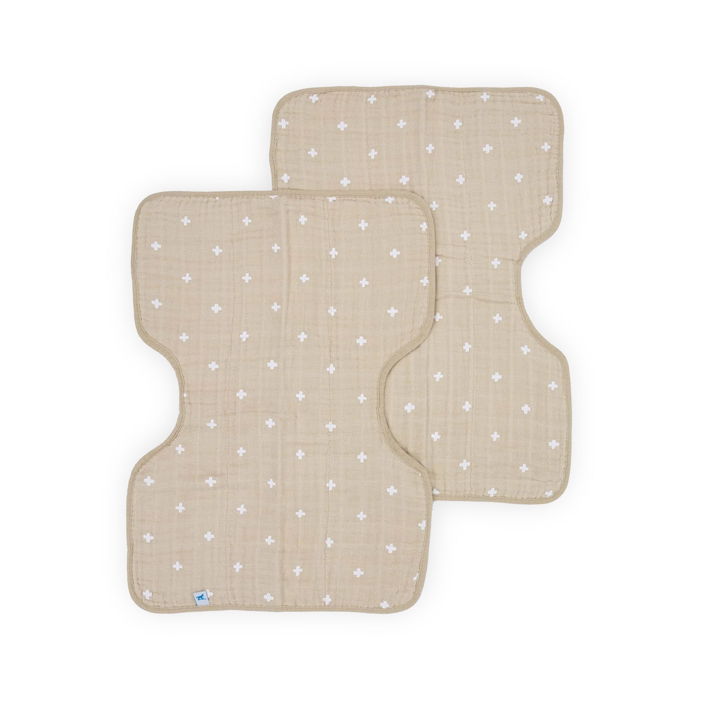 Cotton Muslin Burp Cloth 2 Pack - Taupe Cross | Little Unicorn