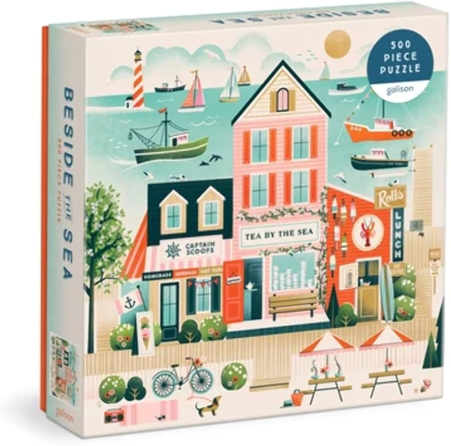 Galison Beside The Sea – 500 Piece Puzzle Fun and Challenging Activity with Bright and Bold Art... | Amazon (US)
