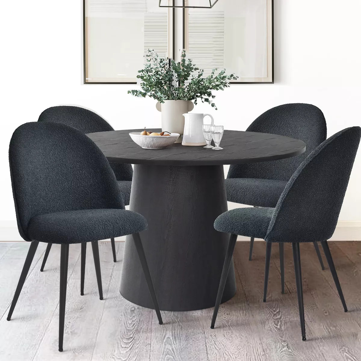 Rhon Modern Dining Chairs Set of 4 with Black Metal Base, Armless Kitchen Chairs with Upholstered... | Target
