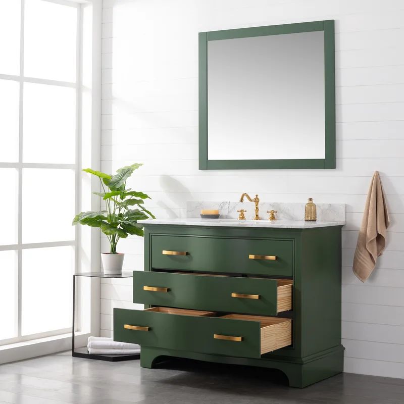 Denika 42'' Free Standing Single Bathroom Vanity with Marble Top | Wayfair North America