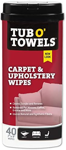 Tub O' Towels Carpet & Upholstery Cleaning Wipes - Heavy Duty Stain Remover Wipes, 40 Count | Amazon (US)