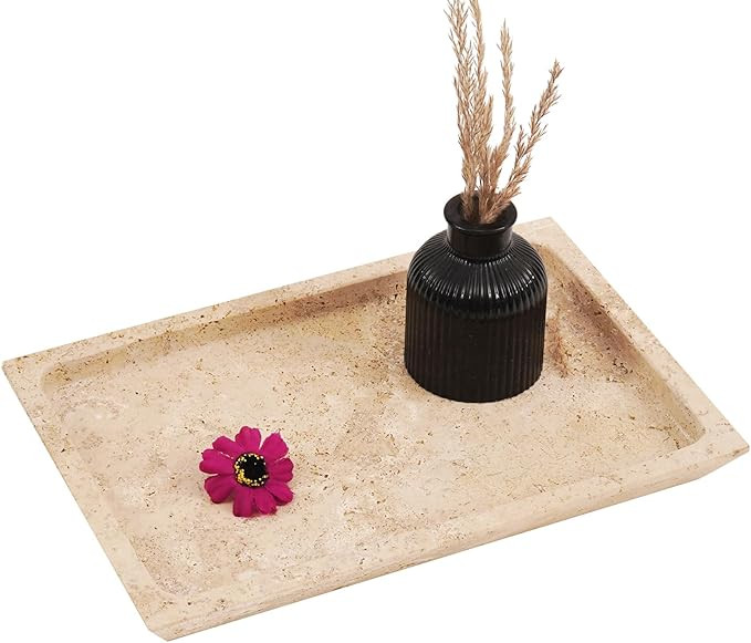 Marble Serving Tray 12 Inch Handmade Rectangle Travertine Coffee Table Tray - Serving Platter, De... | Amazon (US)