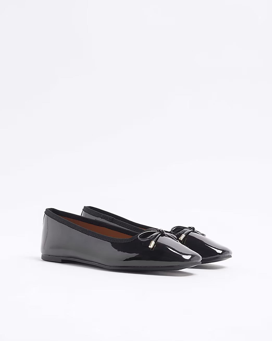 Black Patent Bow Ballet Pumps | River Island (UK & IE)