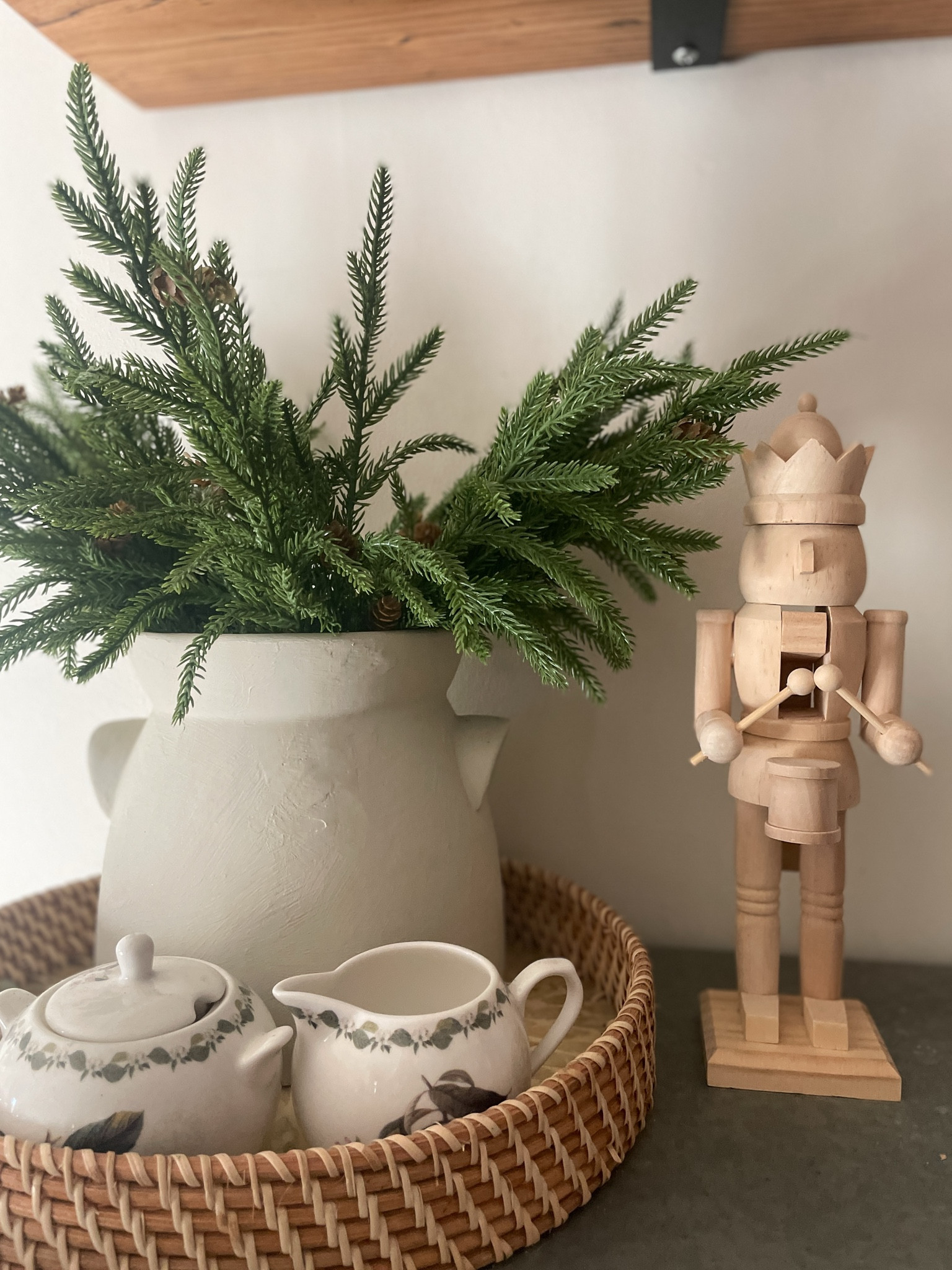 Norfolk pine stems with a wooden nutcracker.  

Holiday stems.  Christmas decor.  

#LTKSeasonal #LTKHome #LTKHoliday