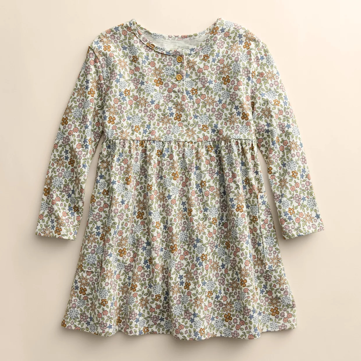 Girls 4-12 Little Co. by Lauren Conrad Organic Long Sleeve Henley Pocket Dress | Kohl's