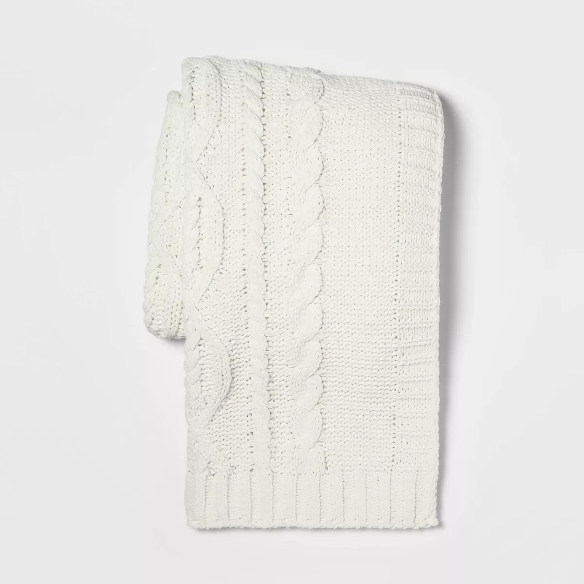 Cable Knit Chenille Throw Blanket Neutral - Threshold™ | Target