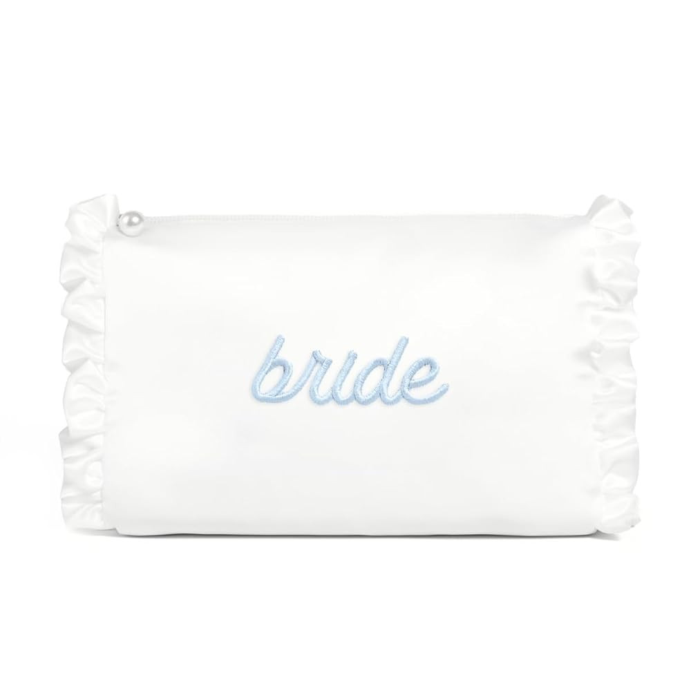 xo, Fetti White Satin Bride Cosmetic Bag | Bachelorette Party Decorations, Bride To Be Purse, Bri... | Amazon (US)
