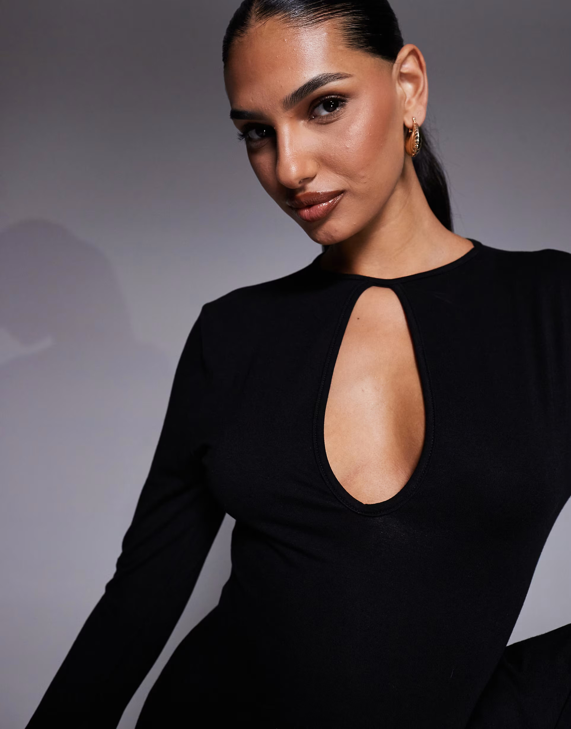 ASOS DESIGN asymmetric angel sleeve maxi dress in black | ASOS (Global)