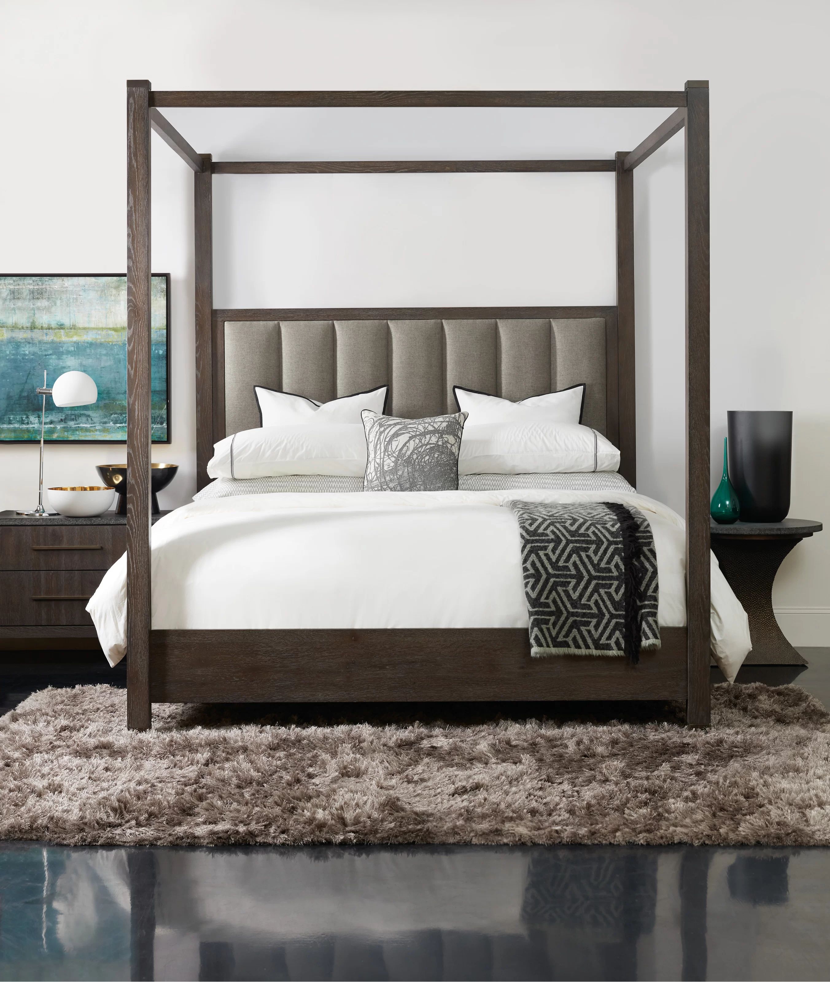 Bennette Tufted Low Profile Canopy Bed | Wayfair North America