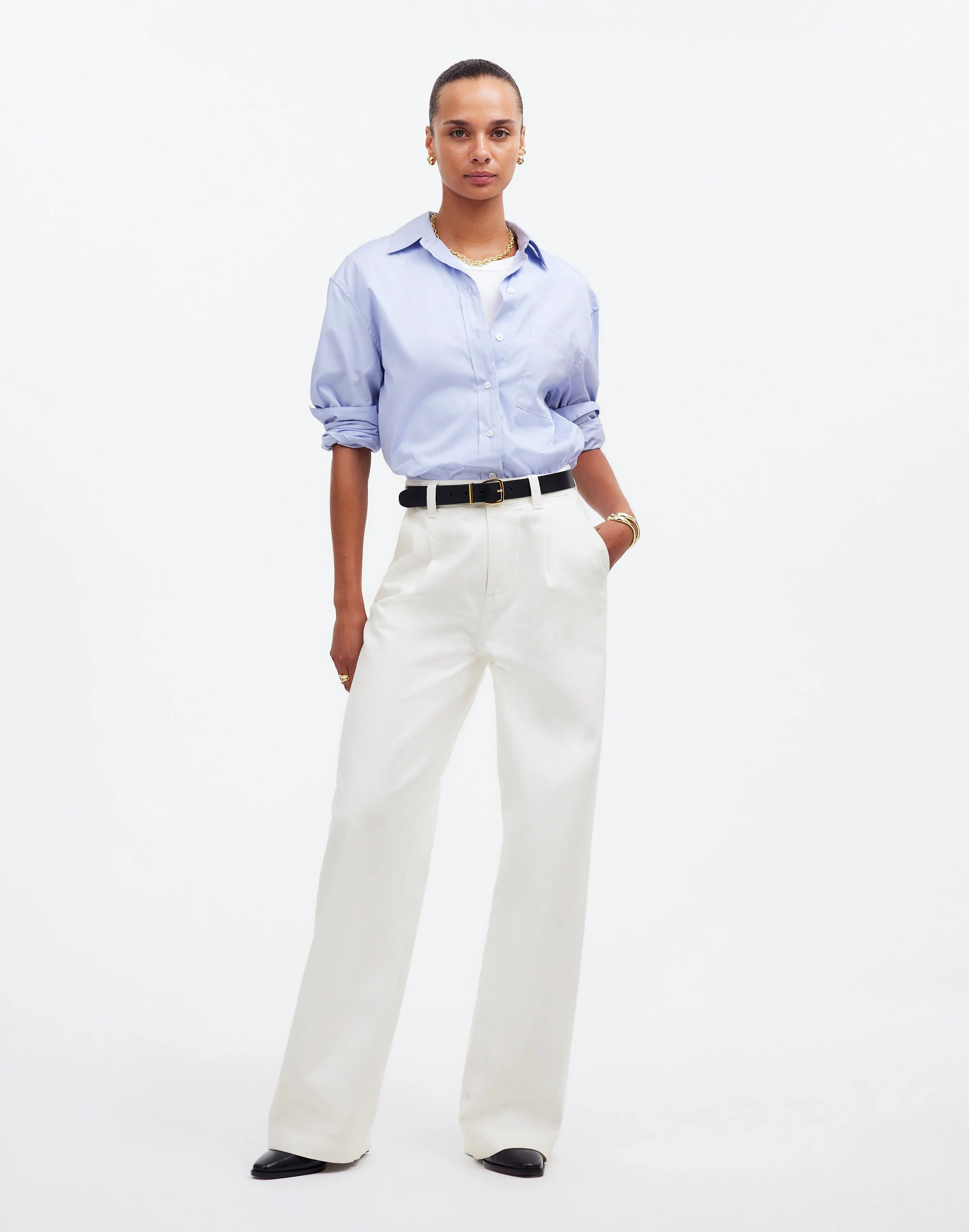 The Curvy Emmett Wide-Leg Jean in Tile White: Welt Pocket Edition | Madewell | Madewell