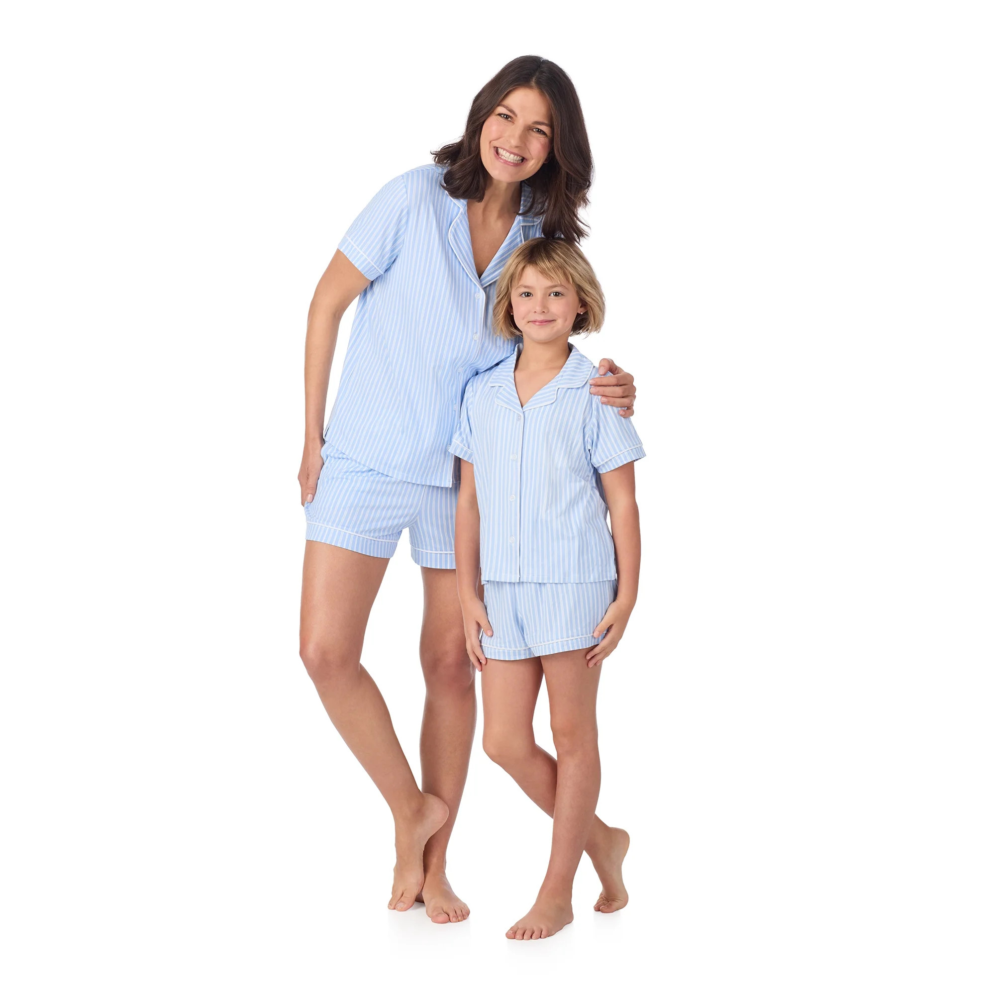 Joyspun Women’s Mommy and Me Notch Collar Top and Shorts Family Matching Pajama Set, Sizes XS-3... | Walmart (US)