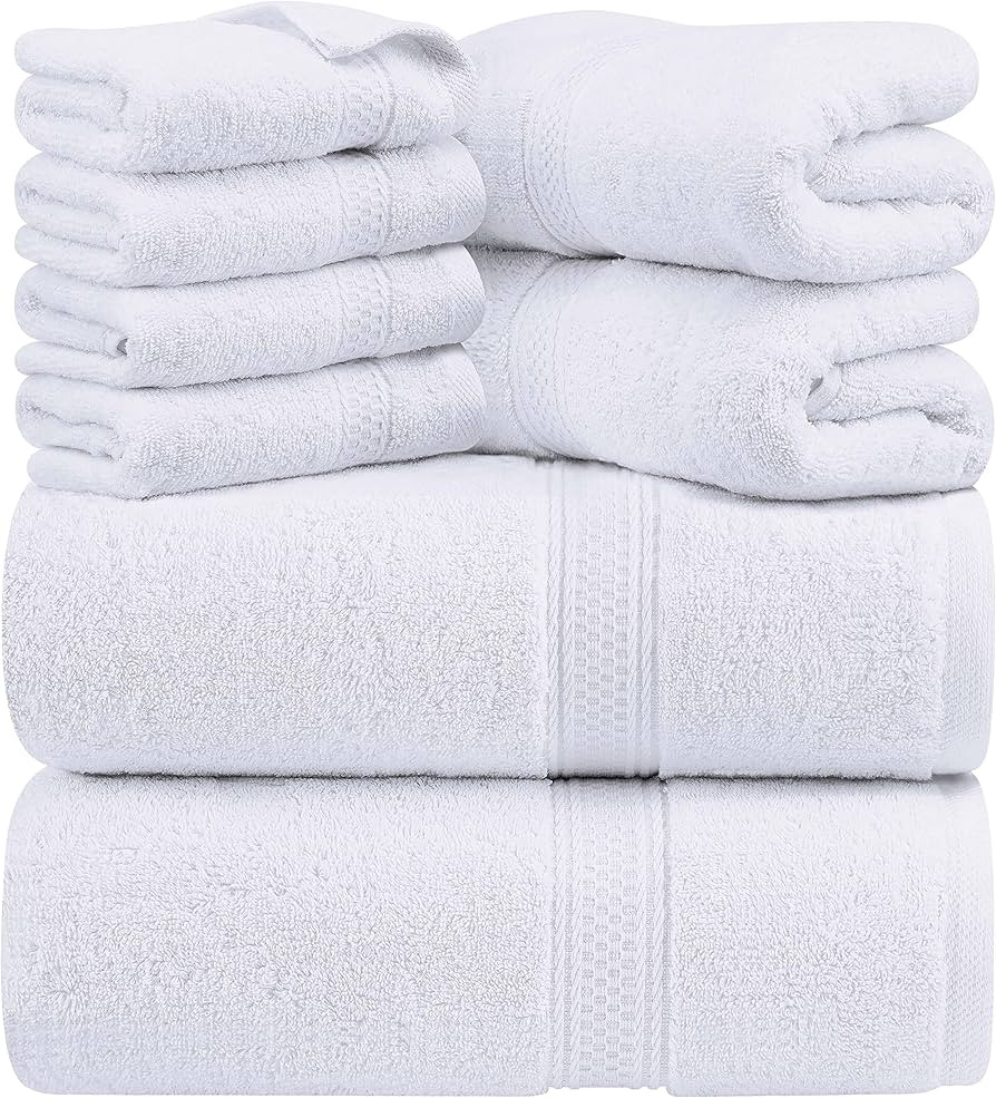 Utopia Towels 8-Piece Premium Towel Set, 2 Bath Towels, 2 Hand Towels, and 4 Wash Cloths, 600 GSM... | Amazon (US)