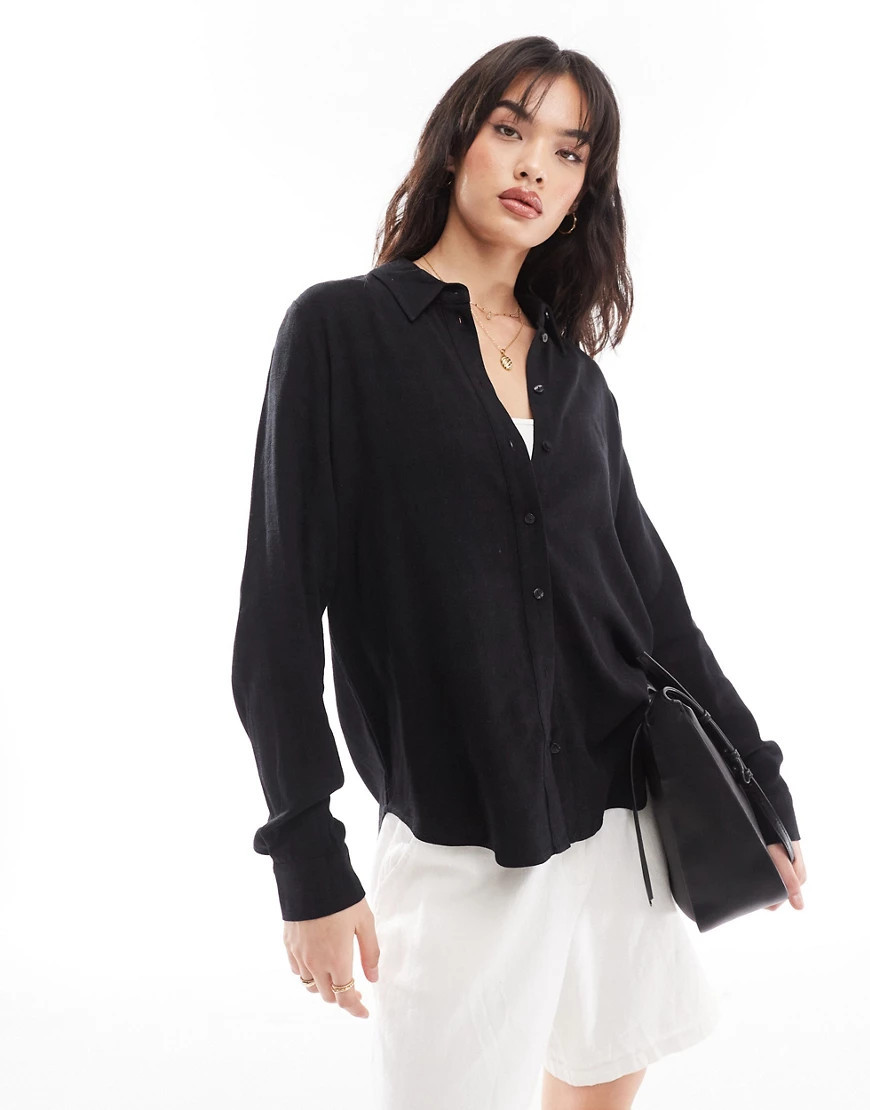 Selected Femme linen touch shirt in black | ASOS (Global)