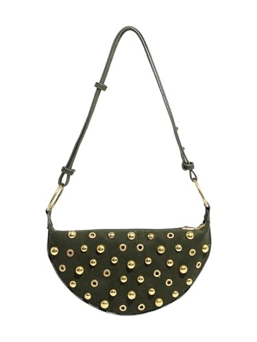 MakeMeChic Women's Studded Purse Suede Rivet Zipper Bag Punk Y2K Shoulder Handbags | Amazon (US)