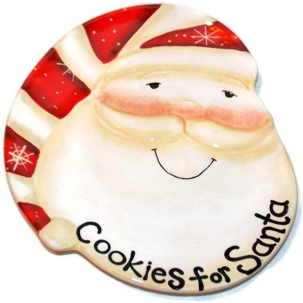 NEW 9" CERAMIC CHRISTMAS SANTA CLAUS COOKIES FOR SANTA SPOON REST COOKIE PLATE - Walmart.com | Walmart (US)