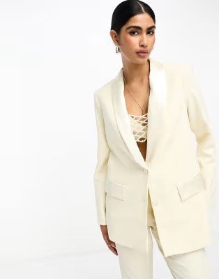 Never Fully Dressed Bridal tailored blazer suit co-ord in ivory | ASOS (Global)