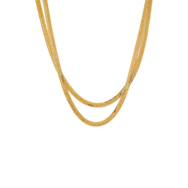 Layered Herringbone Chain Necklace | Adina Eden