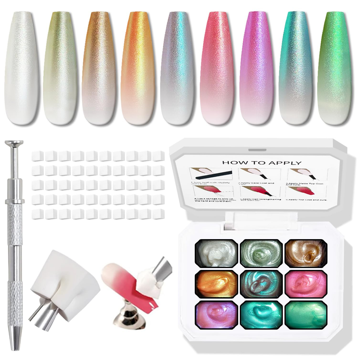 Pat Gel Polish Palette, 9 Color Aura Ombre Gel Gradient Nail Sponge Grabber | Amazon (US)