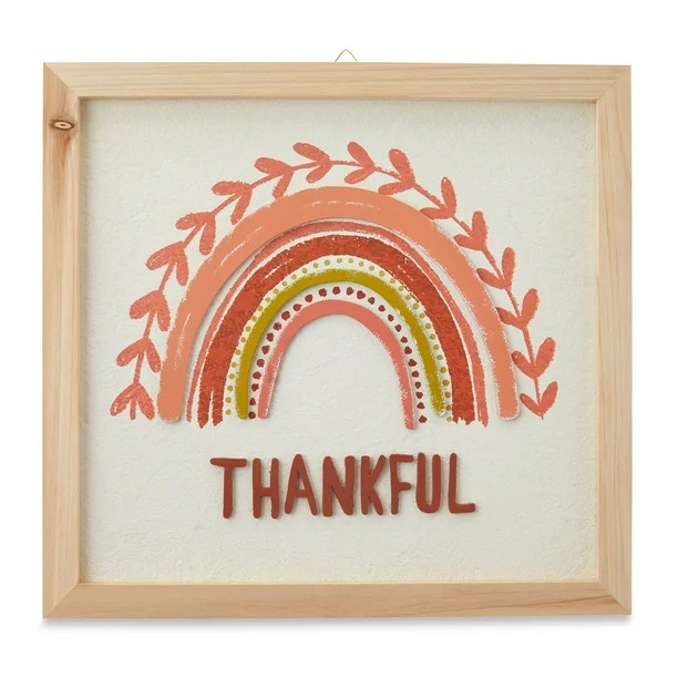 Way To Celebrate 12.75 inch Harvest Thankful Rainbow Wall Sign Decoration, Multi-color - Walmart.... | Walmart (US)