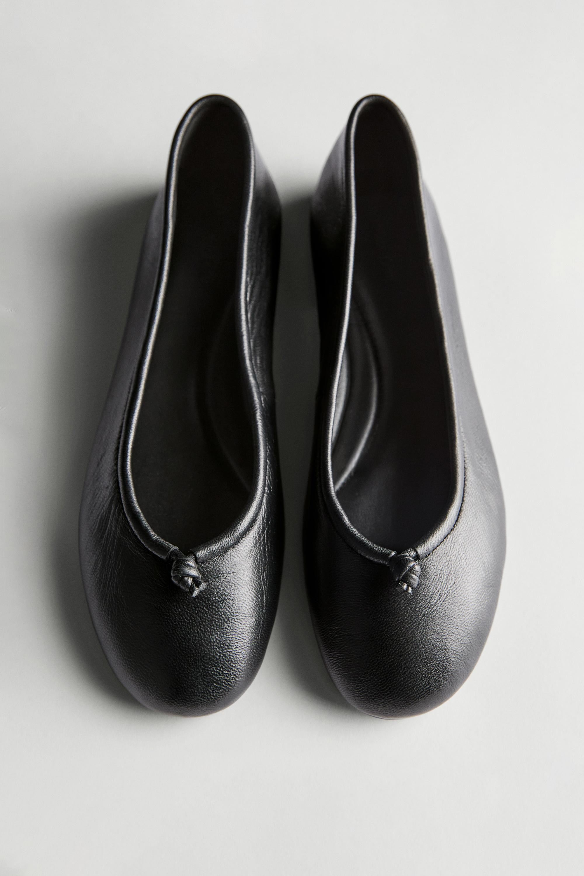 Leather ballet flats with knot | Massimo Dutti UK